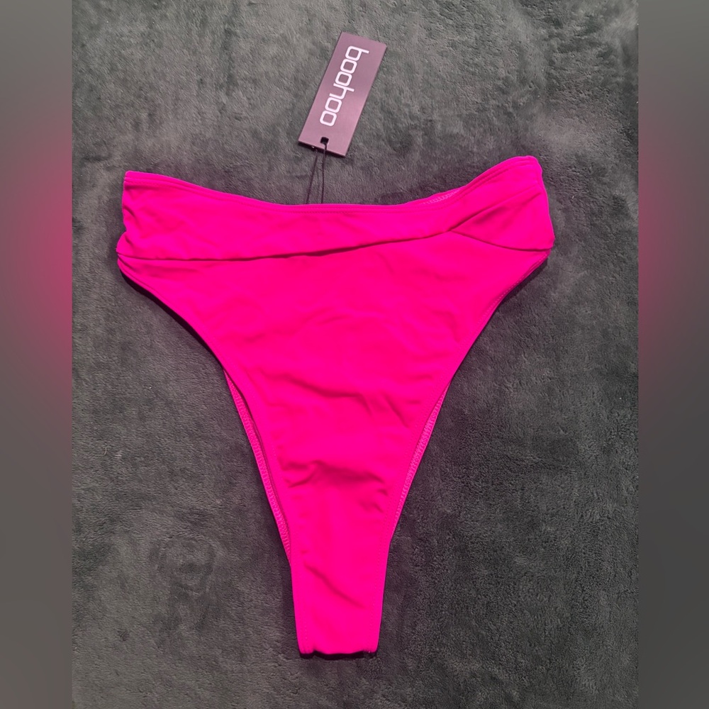 Boohoo Hot Pink Cheeky Bikini Bottom Size 6